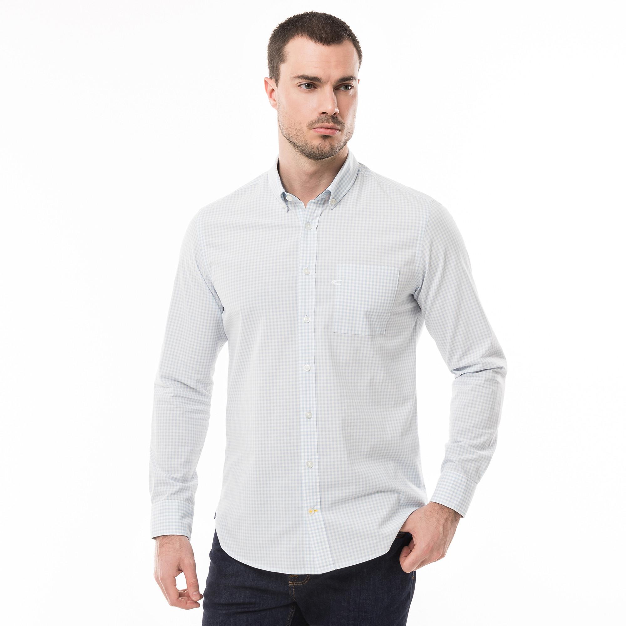 Camel Active Langarm Kariertes Hemd Regular Fit