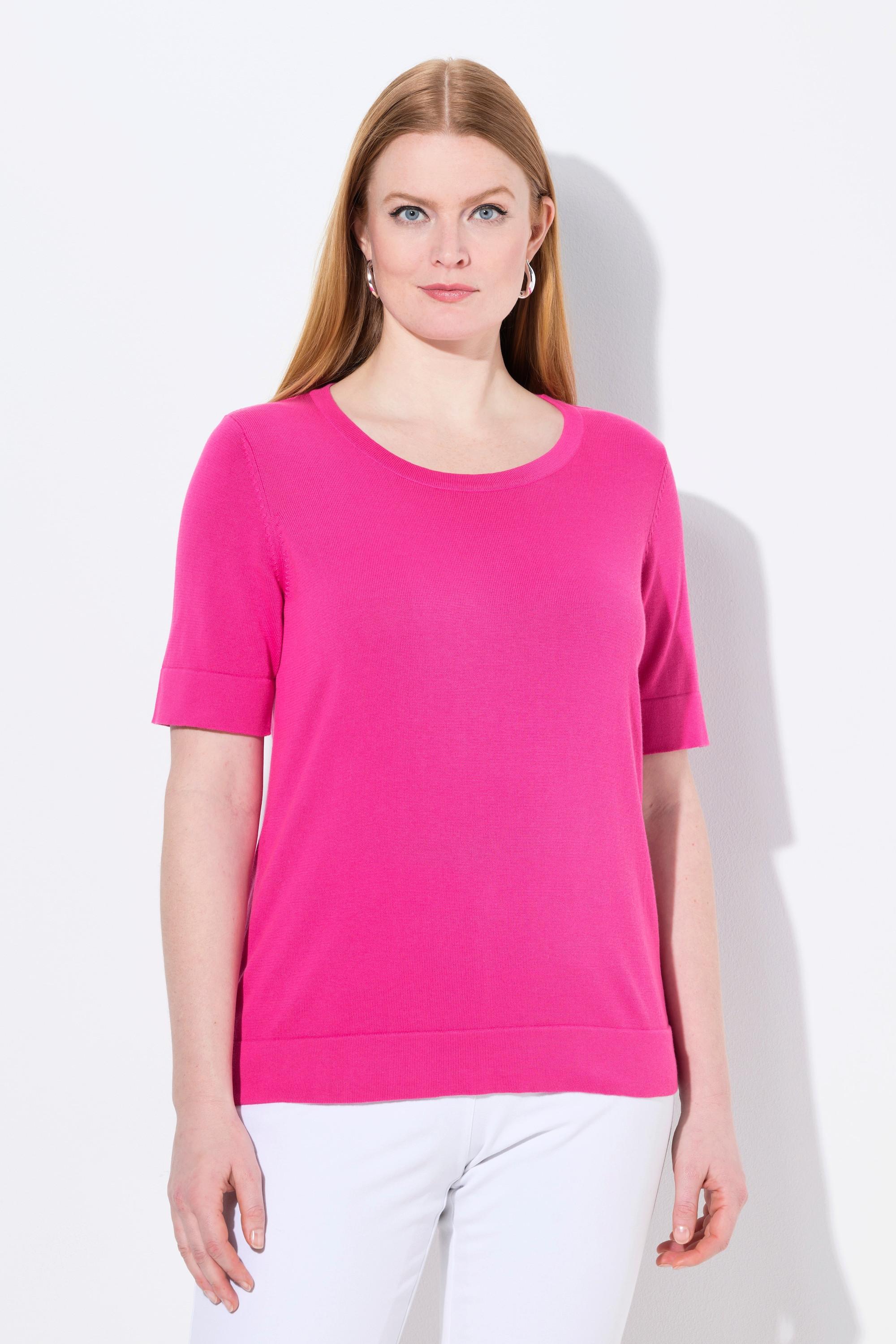Ulla Popken Twinset-Pullover, Rundhals, Halbarm, Pima Cotton