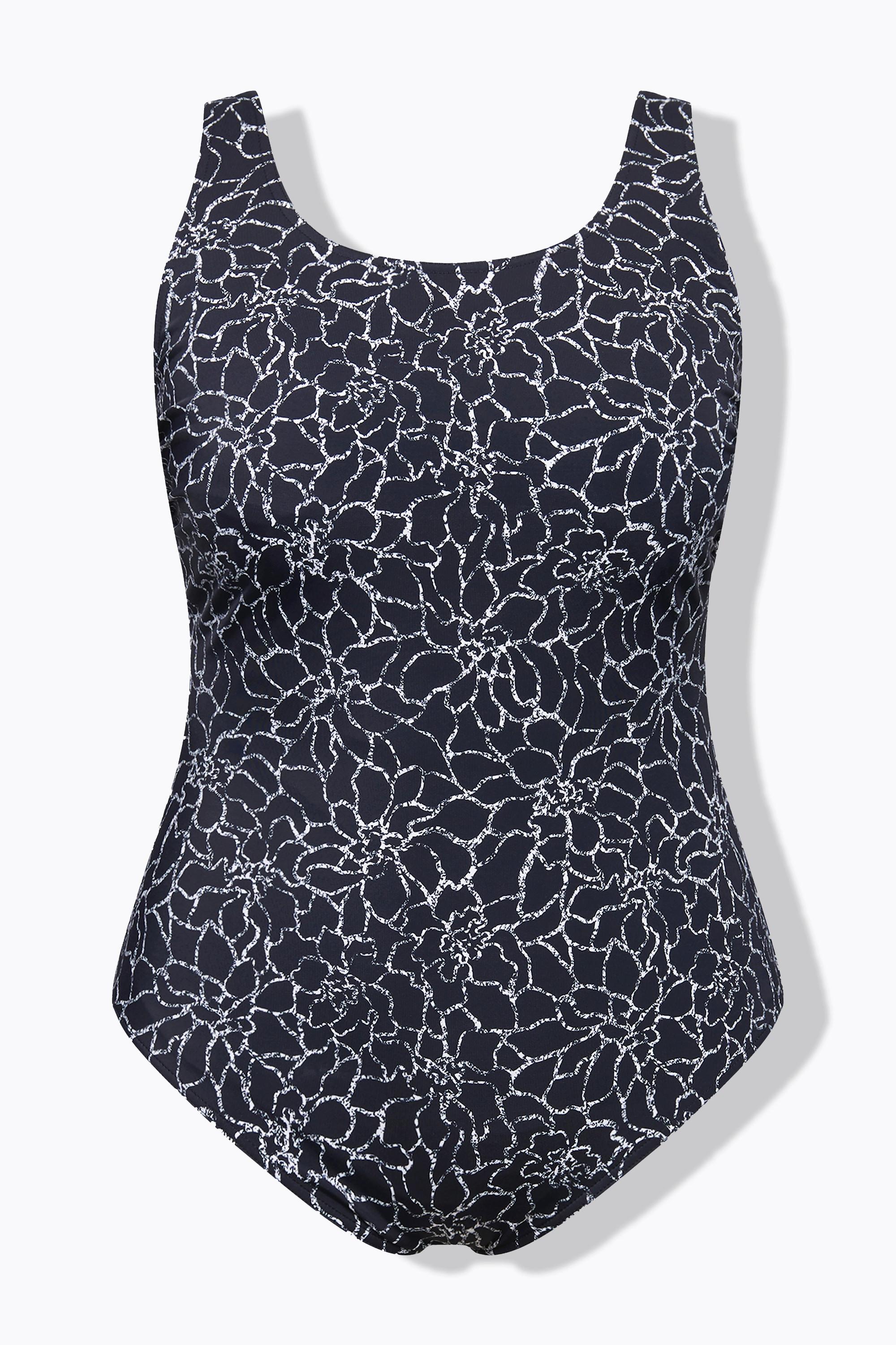 Ulla Popken Badeanzug, Blüten, ohne Softcups