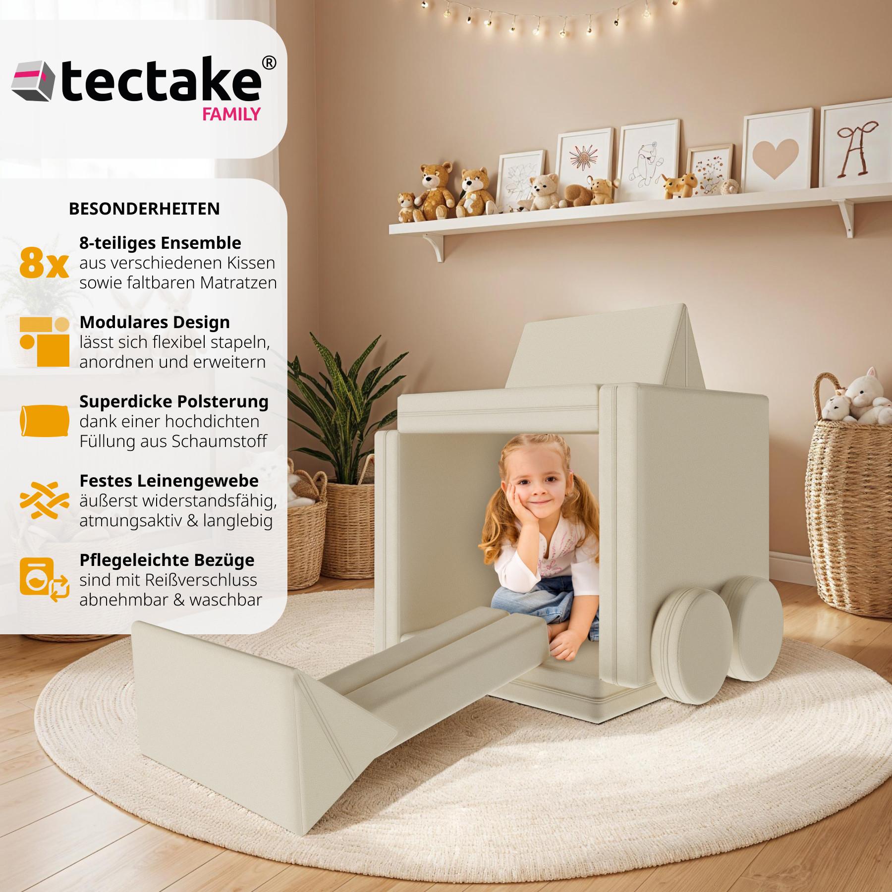 Tectake Spielsofa Lilly, 8-teilig, mit Schlaffunktion