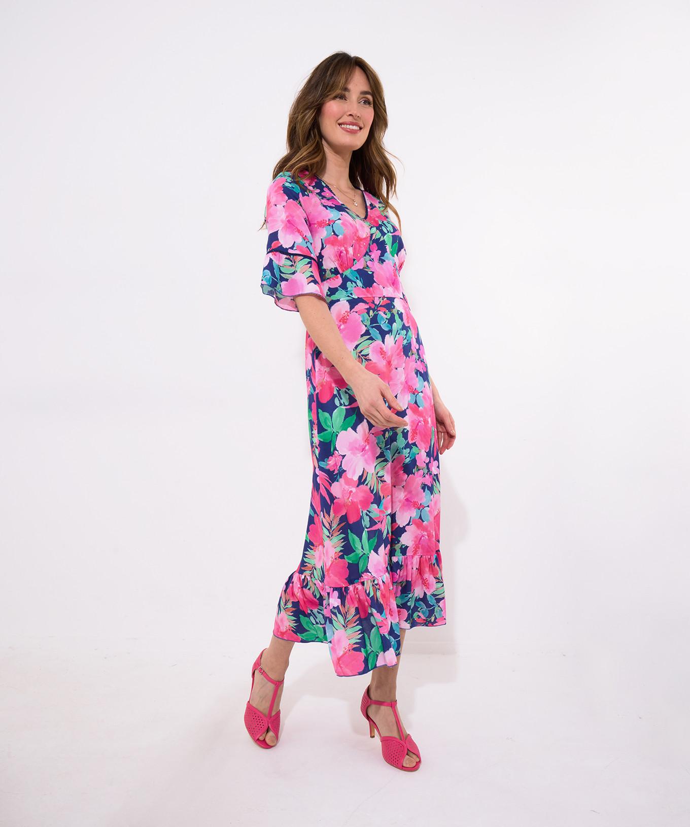 Joe Browns Midikleid mit weiten Ärmeln und Blumendruck