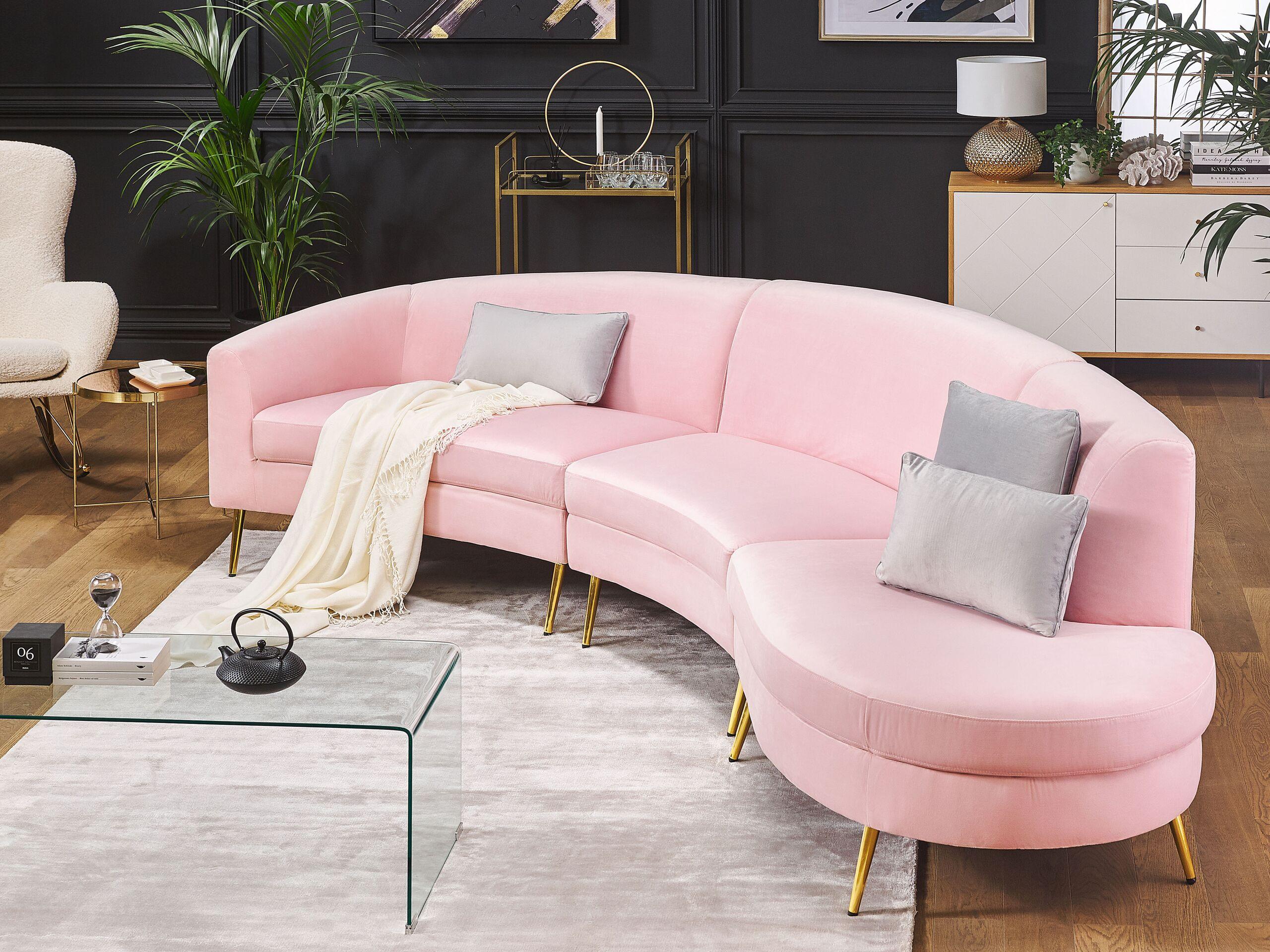 Beliani Halbrundes Sofa aus Samtstoff Modern MOSS