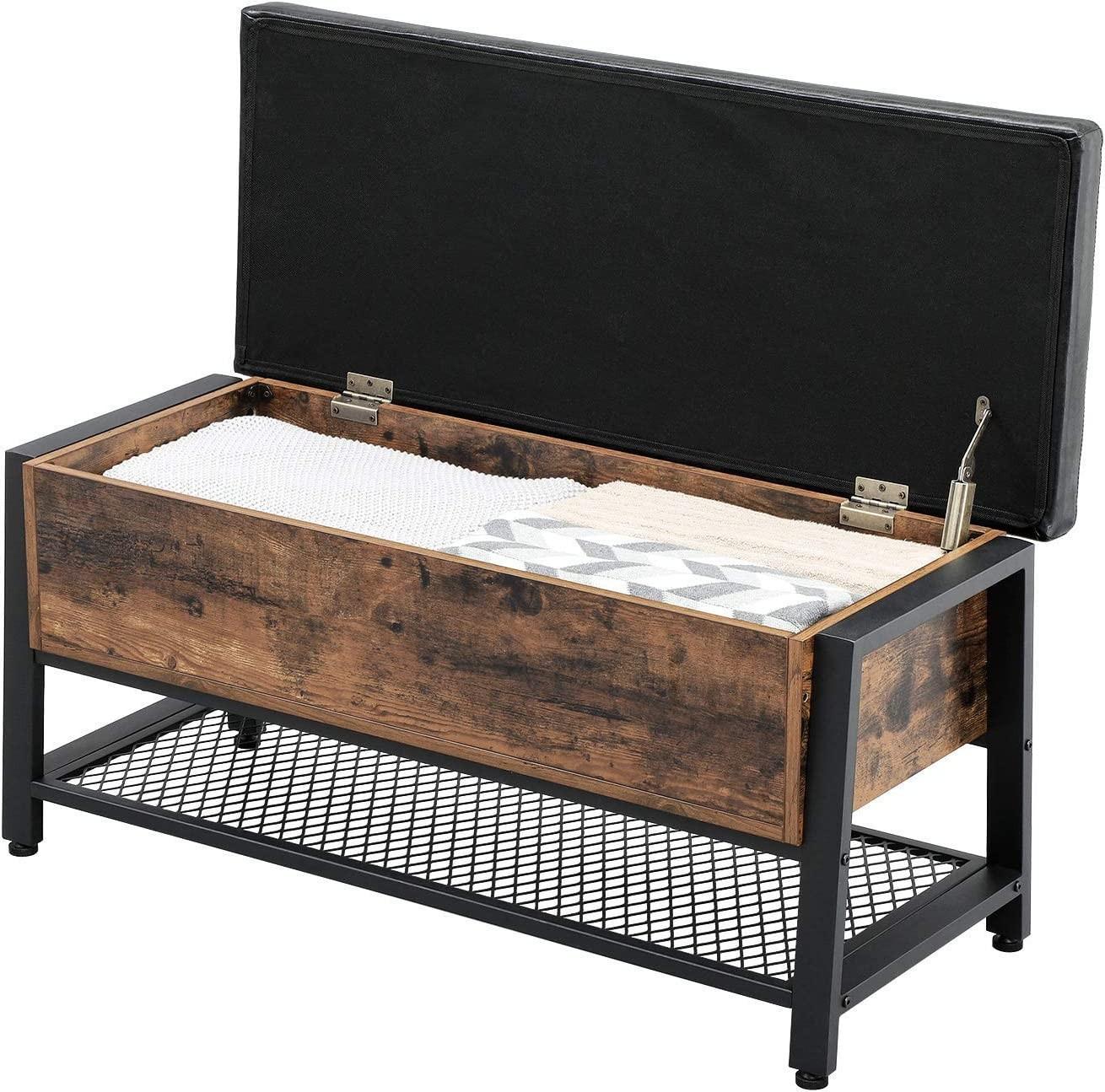 Pricenet Rustikale Schuhbank mit verstecktem Staufach