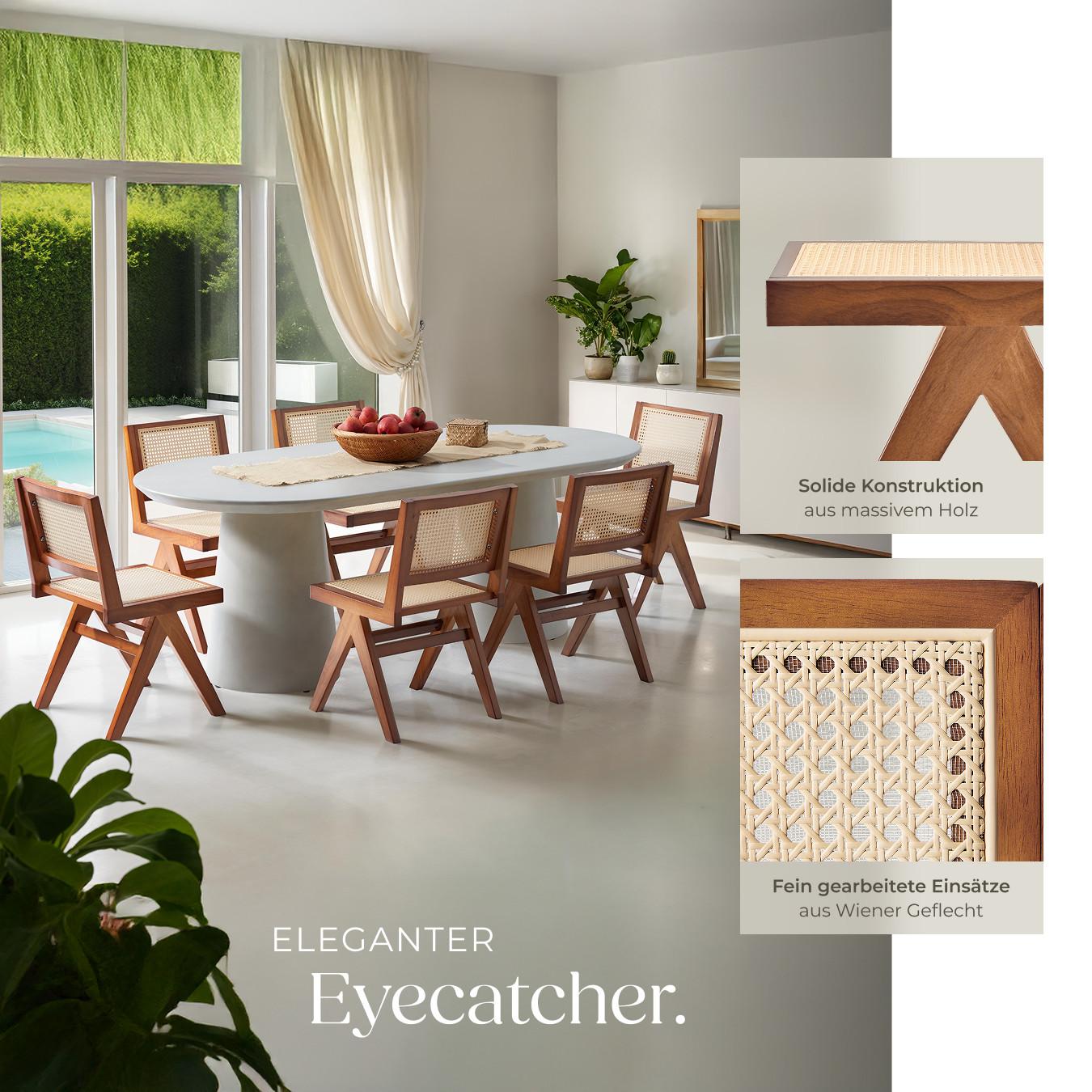 Tectake Retro-Design im 50er-Jahre-Stil grosse Rückenlehne und Sitzfläche mit Wiener Geflecht