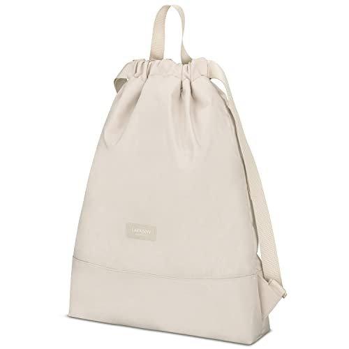 Only-bags.store Turnbeutel Beige - No 7 - Rucksack für Sport und Festival - Beutel Rucksack Klein mit Innentasche -