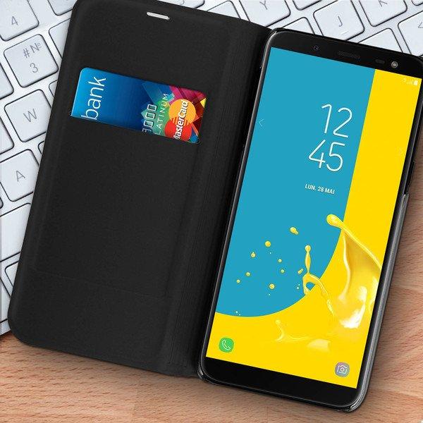 Avizar Flip Book Cover für Galaxy J6 Schwarz