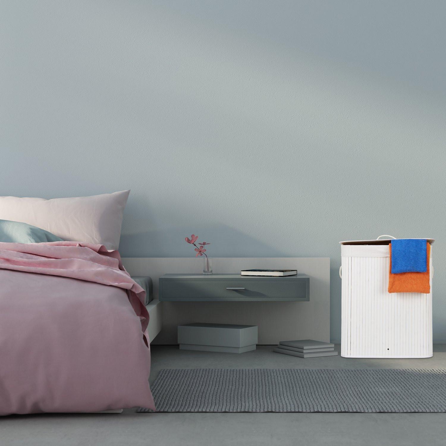 B2X Wäschekorb aus Bambus mit 2 Fächern