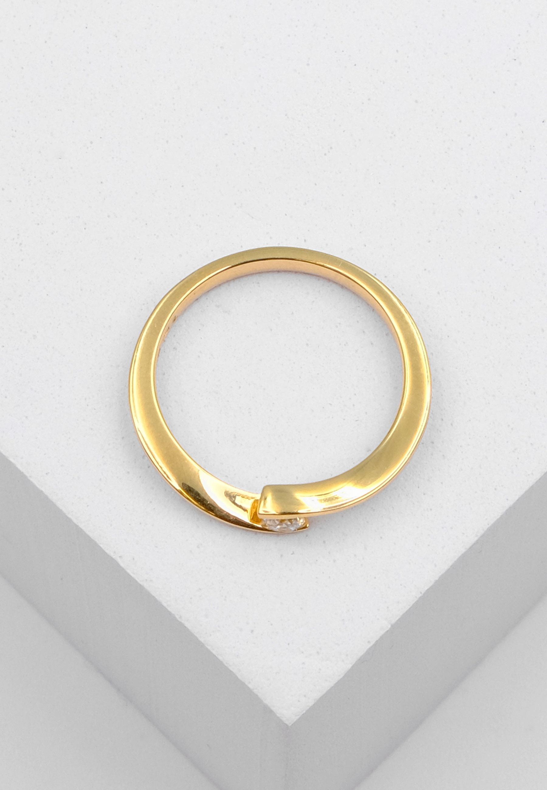 MUAU Schmuck Solitaire Ring Diamant 0.10ct. Gelbgold 750