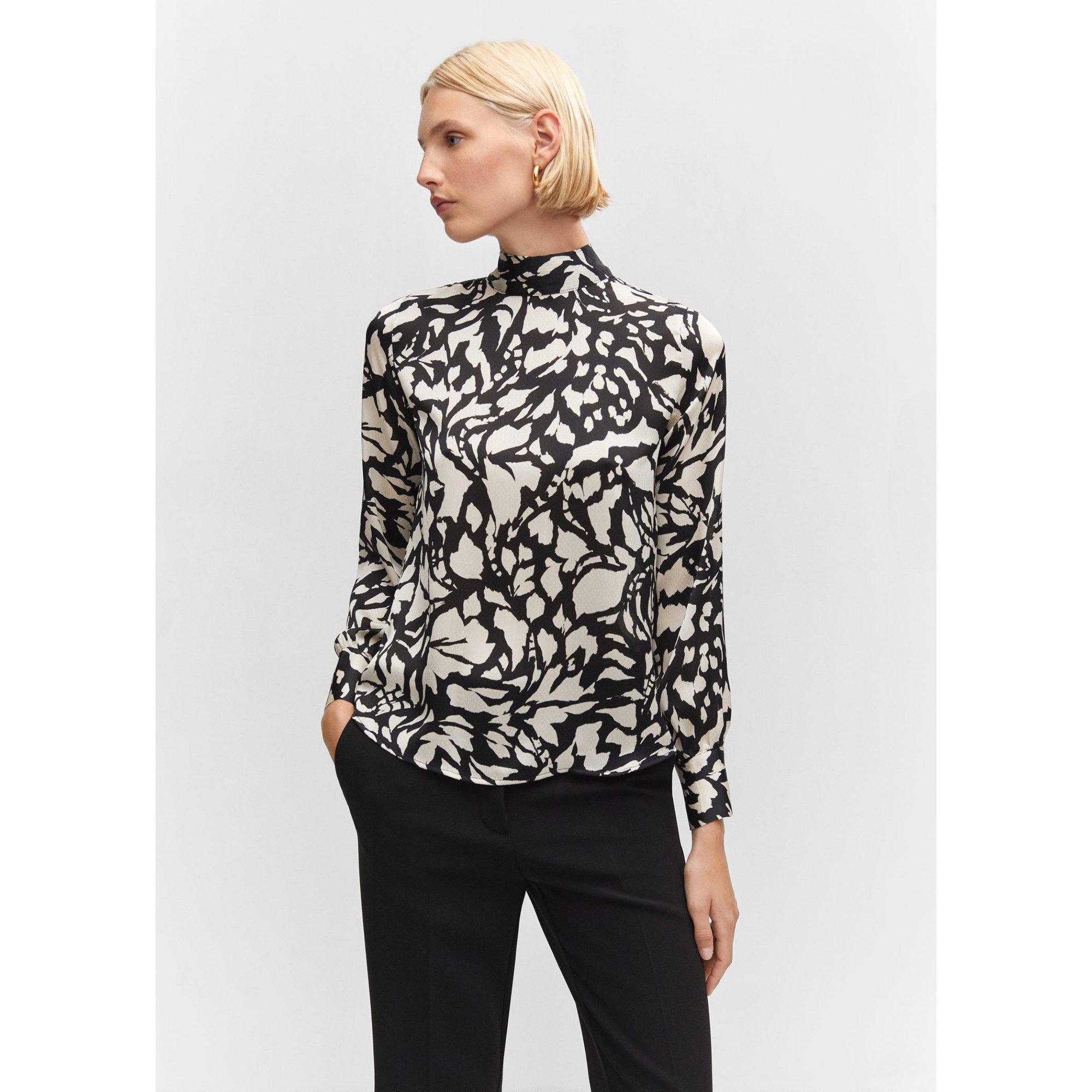 MANGO Romina Bedruckte Regular Fit Bluse mit Stehkragen
