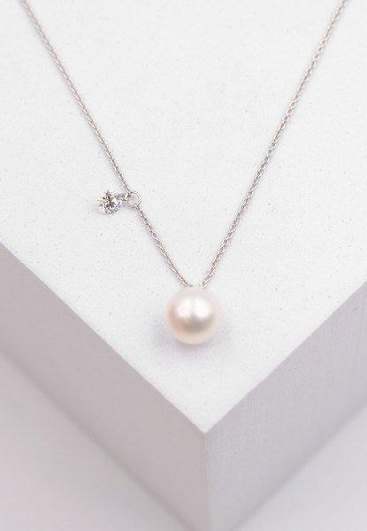MUAU Schmuck Collier Weissgold 750 Akoya Perle 5.5-6mm Brillant 0.06ct.