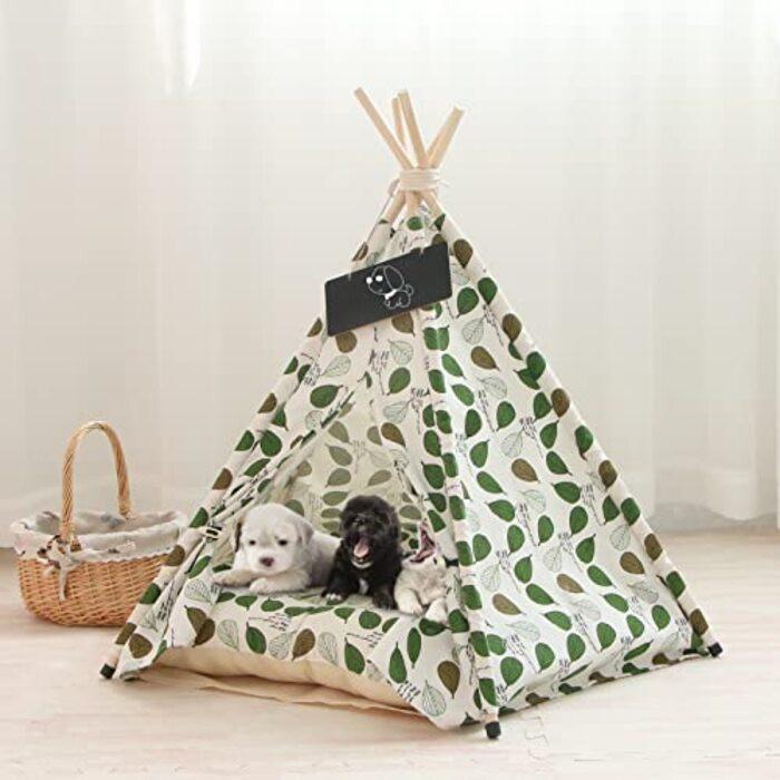 Alopini Zelt für Hunde und Katzen,Pet Tipi Hund Katze Bett mit Kissen, Luxery Hund Zelte Hundehöhle und