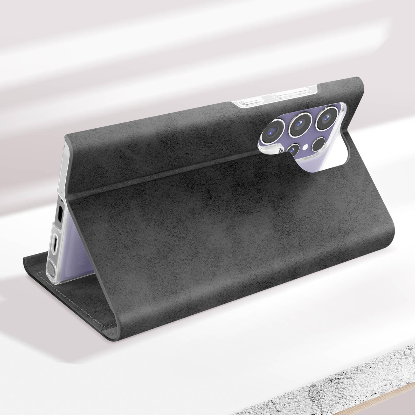 Avizar Kunstlederetui Galaxy S24 Ultra Schwarz