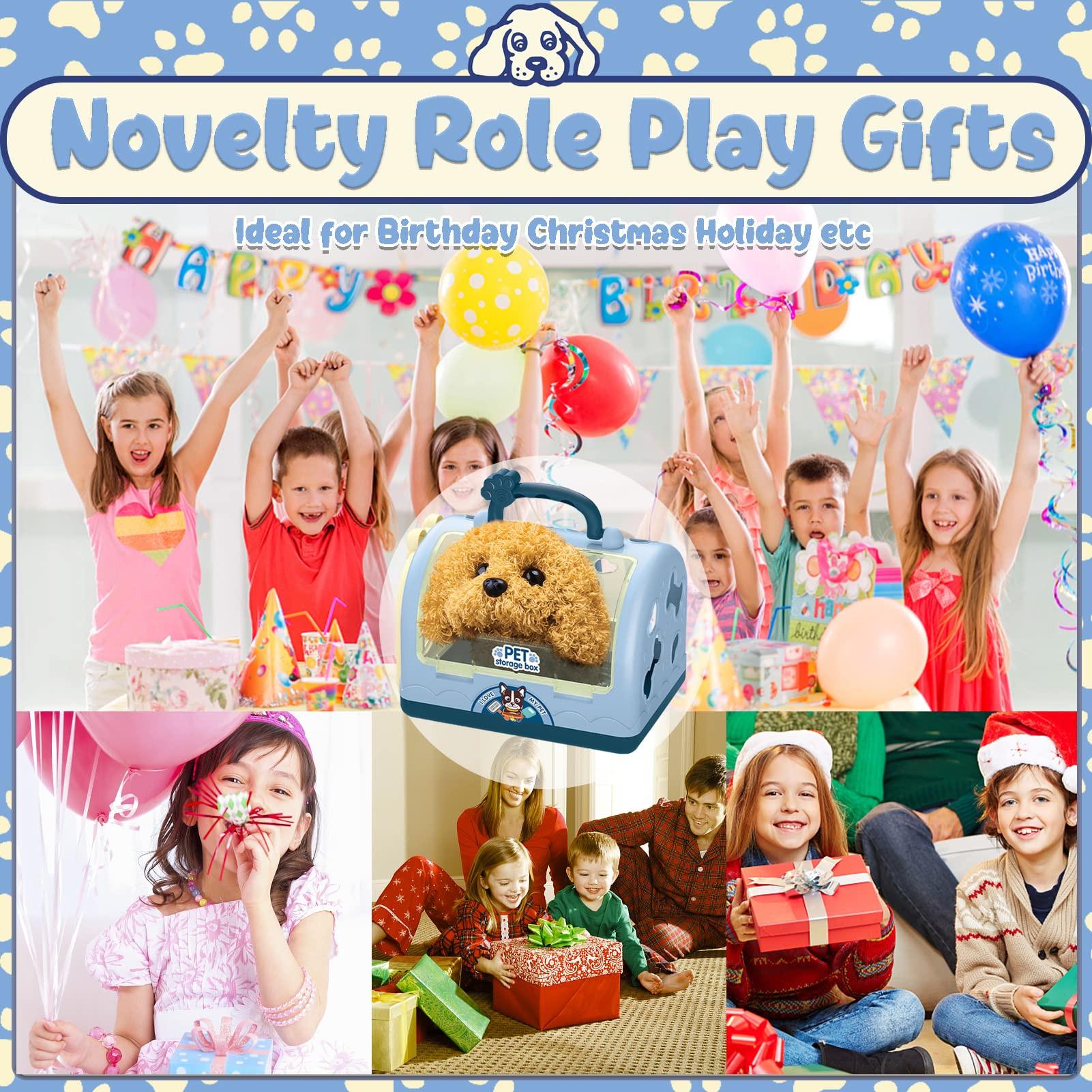 Activity-board Roboter Hundespielzeug Arztkoffer Kinder, Tierarzt Spielzeug Kinder Rollenspiel 12 Stück mit elektronischem Hund läuft Bellen & Transportkäfig