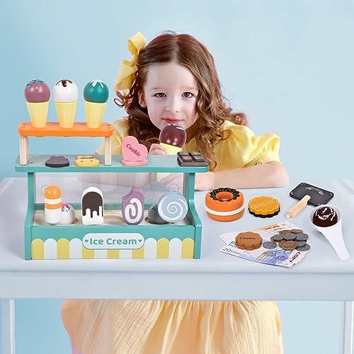 Activity-board Spielzeugladen Zubehör Küchenzubehör Kinder Holzgriff Lebensmittel Spielgeld Eisladen Eisdiele