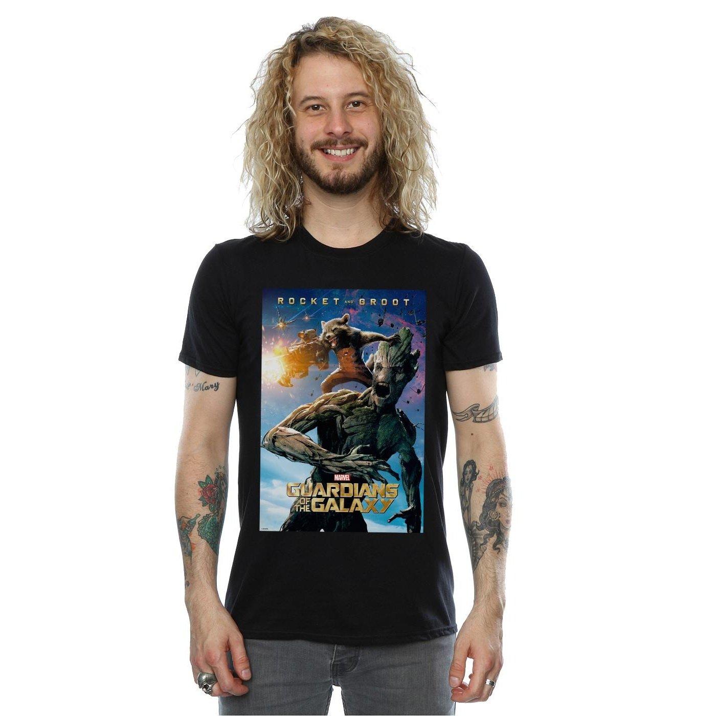 MARVEL Guardians Of The Galaxy Rocket und Groot Grafikdruck T-Shirt
