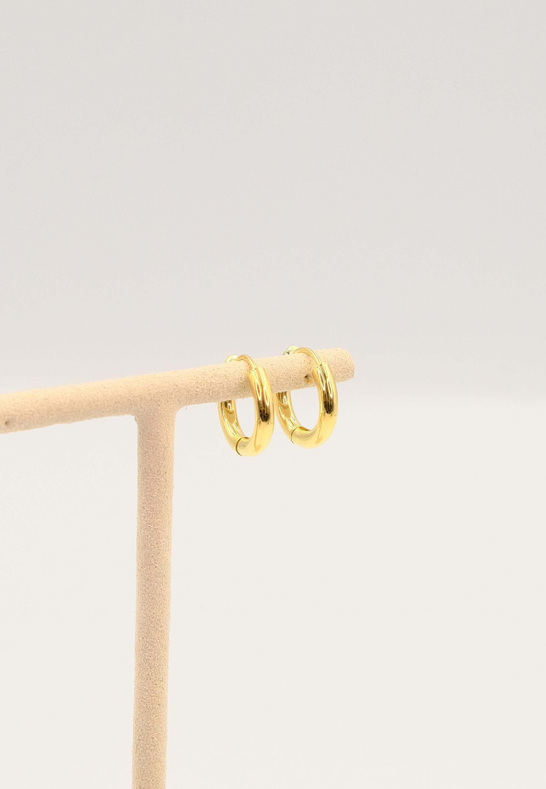 MUAU Schmuck Creolen Gelbgold 750 Runddraht Scharnier 16mm