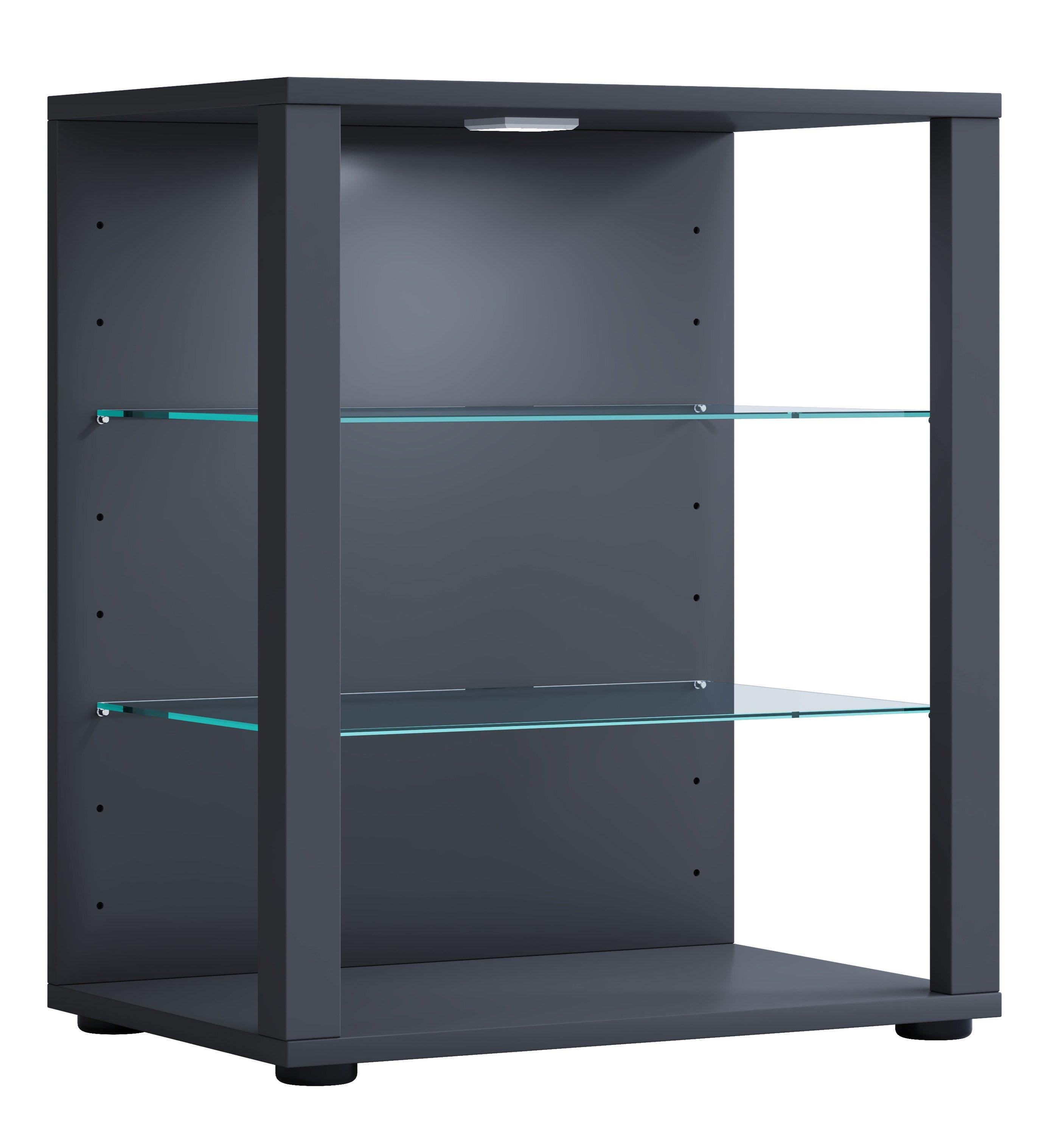 VCM Glasvitrine stehend | Vitrine Glas mit ESG-Sicherheitsglas | Maße ca. H. 60 x B. 52 x T. 35 cm | Standvitrine Glas | Modern und platzsparend | Glas