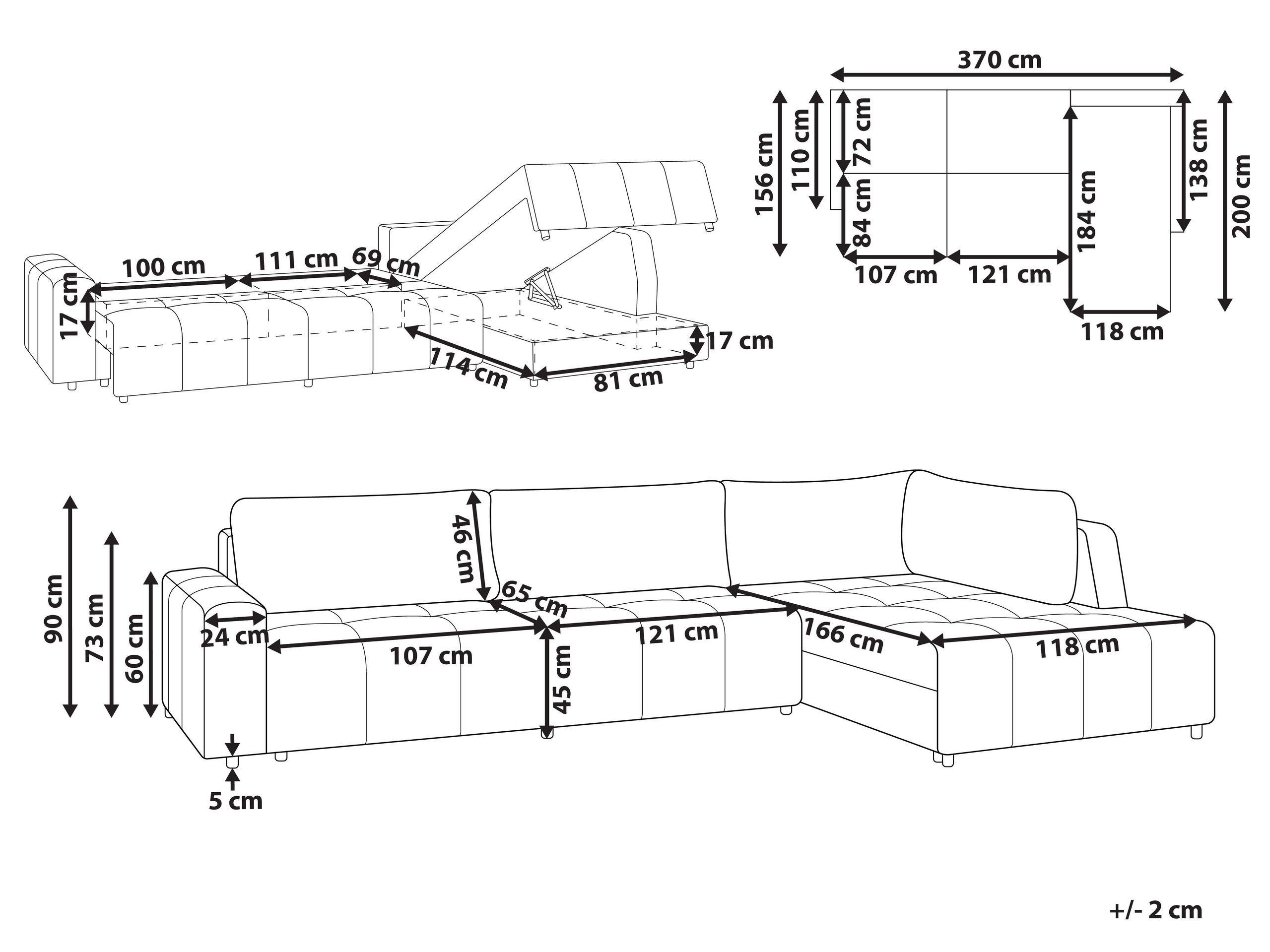 Beliani Linksseitiges Ecksofa aus Polyester Modern INNVIK