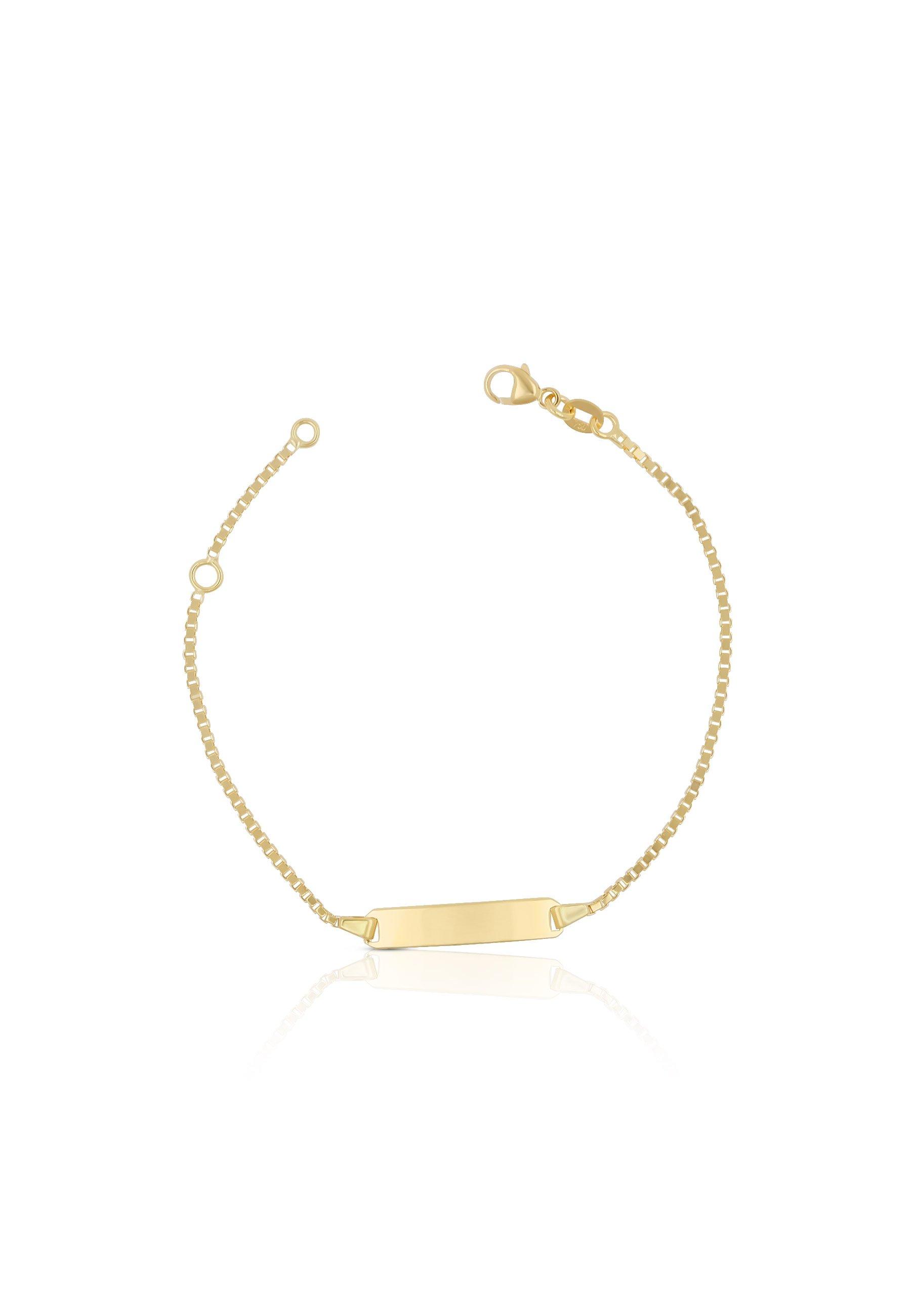 MUAU Schmuck Bébé Bracelet Venezianer Gelbgold 375, 18cm Gravurplatte 1.4cm
