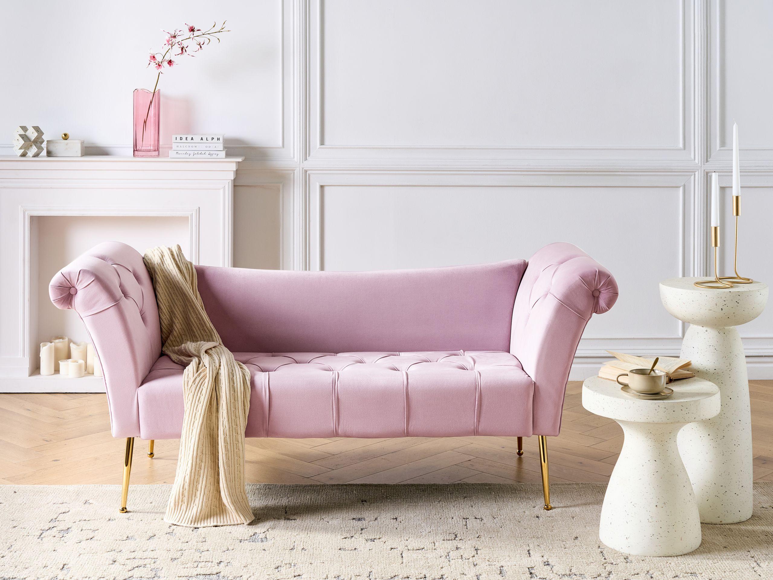 Beliani Chaiselongue aus Samtstoff Retro NANTILLY