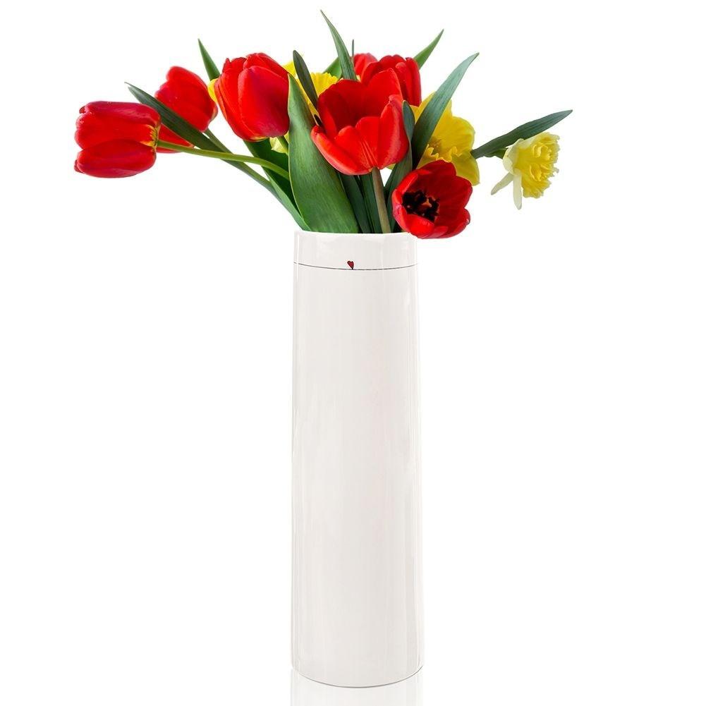Orion Weiße Keramikvase mit dezentem floralen Herzmotiv