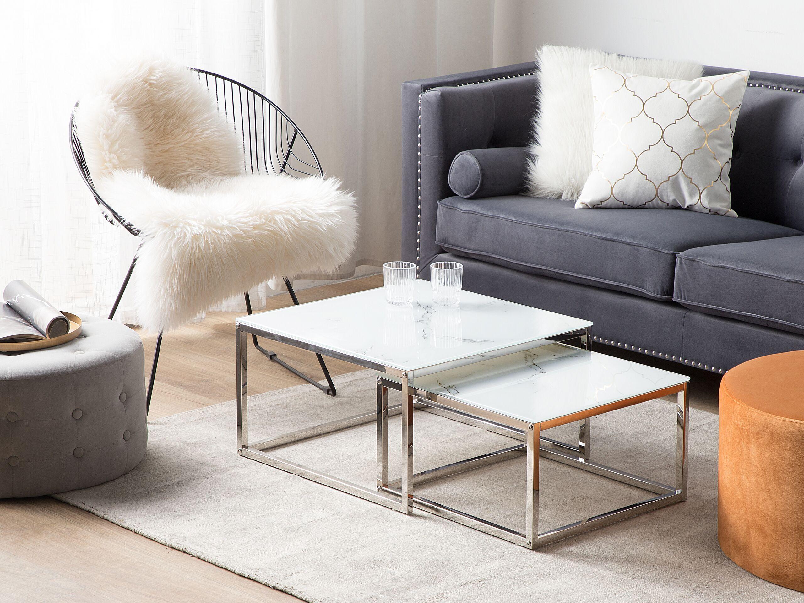 Beliani Couchtisch 2er Set aus Sicherheitsglas Modern BREA