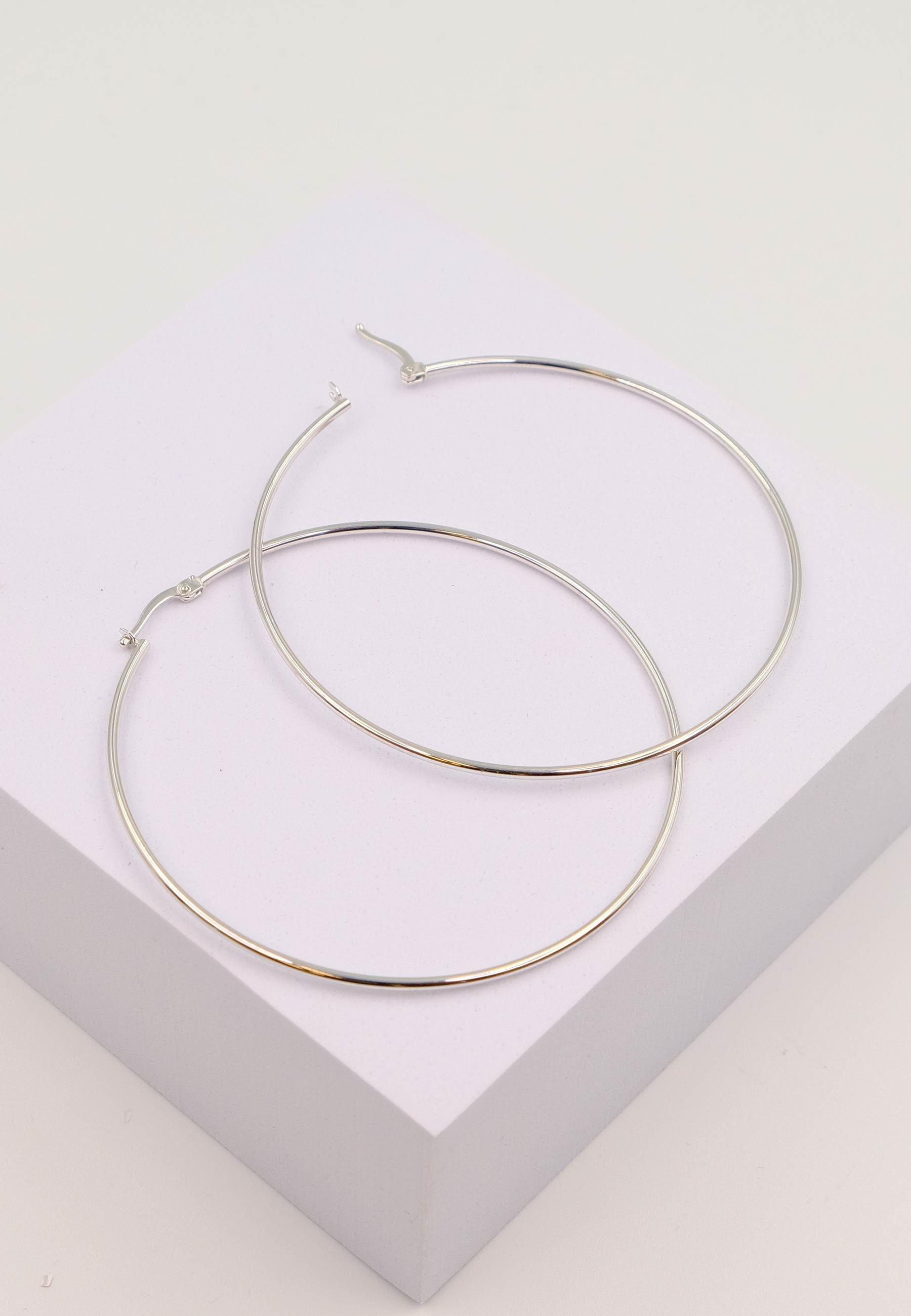 MUAU Schmuck Creolen Weissgold 750 Runddraht 60mm