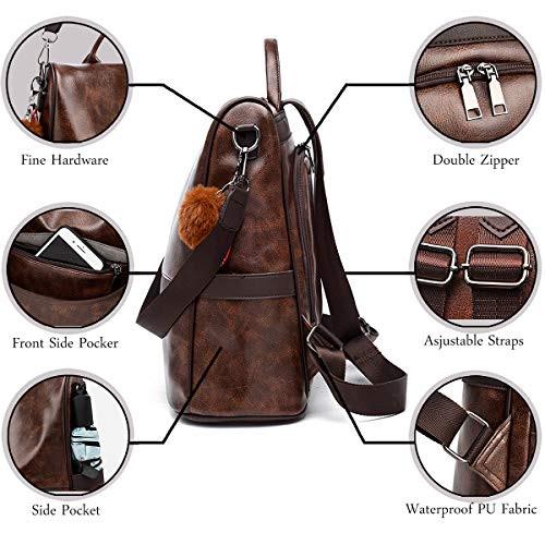 Only-bags.store Weicher PU-Leder-Rucksack Handtasche Umhängetasche Multifunktionale Anti-Diebstahl-Tasche Wasserdichter Rucksack