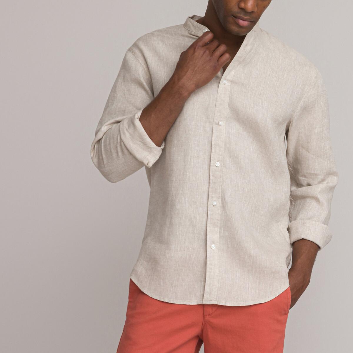 La Redoute Collections Signature Gerades Leinenhemd mit Stehkragen