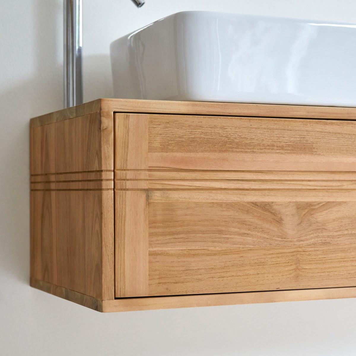 Tikamoon Waschtischunterschrank aus massivem Teakholz 95 cm Basic