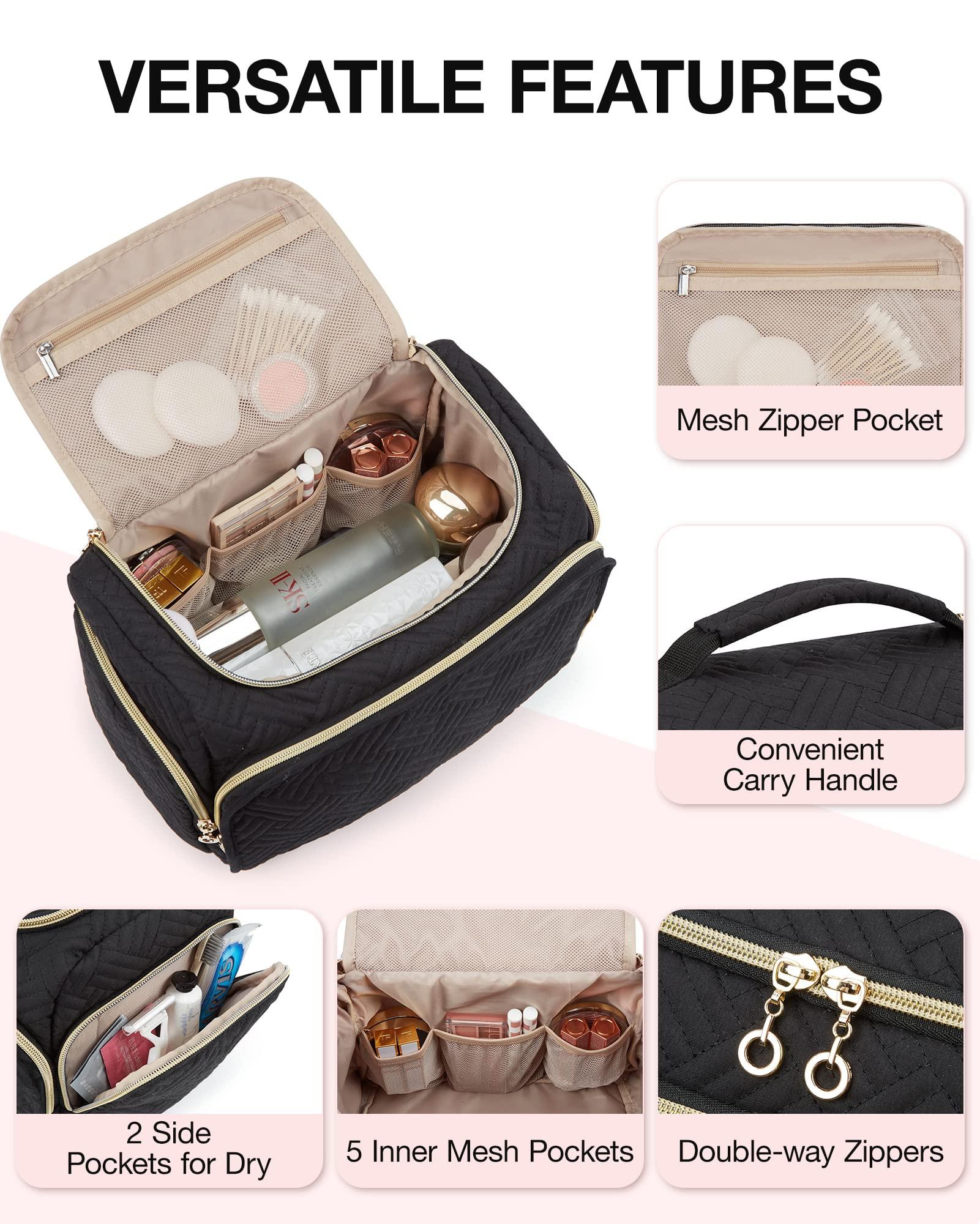 Only-bags.store Reisekosmetiktasche, große, weit offene Reisetasche für Toilettenartikel, Make-up, Kosmetiktasche mit Griff Reisekosmetiktasche, große, weit offene Reisetasche für Toilettenartikel, Make-up, Kosmetiktasche mit Griff