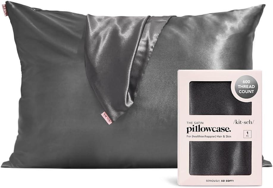 Kitsch Satin Kissenbezug Charcoal