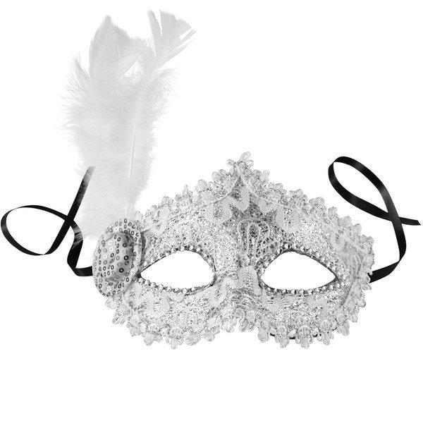 Tectake Venezianische Maske mit seitlicher Feder