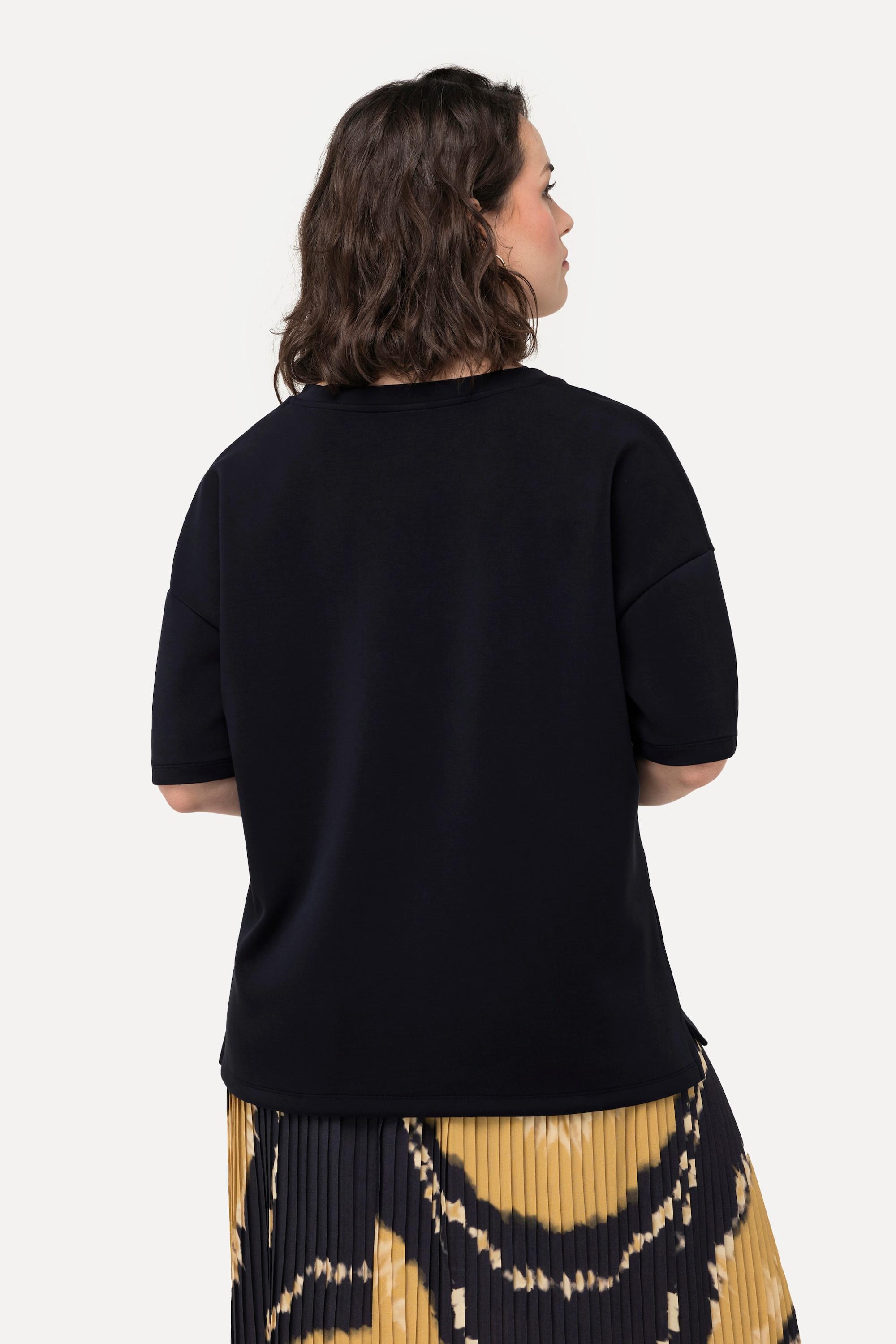 Ulla Popken Soft-Sweatshirt, Oversized, V-Ausschnitt, Halbarm