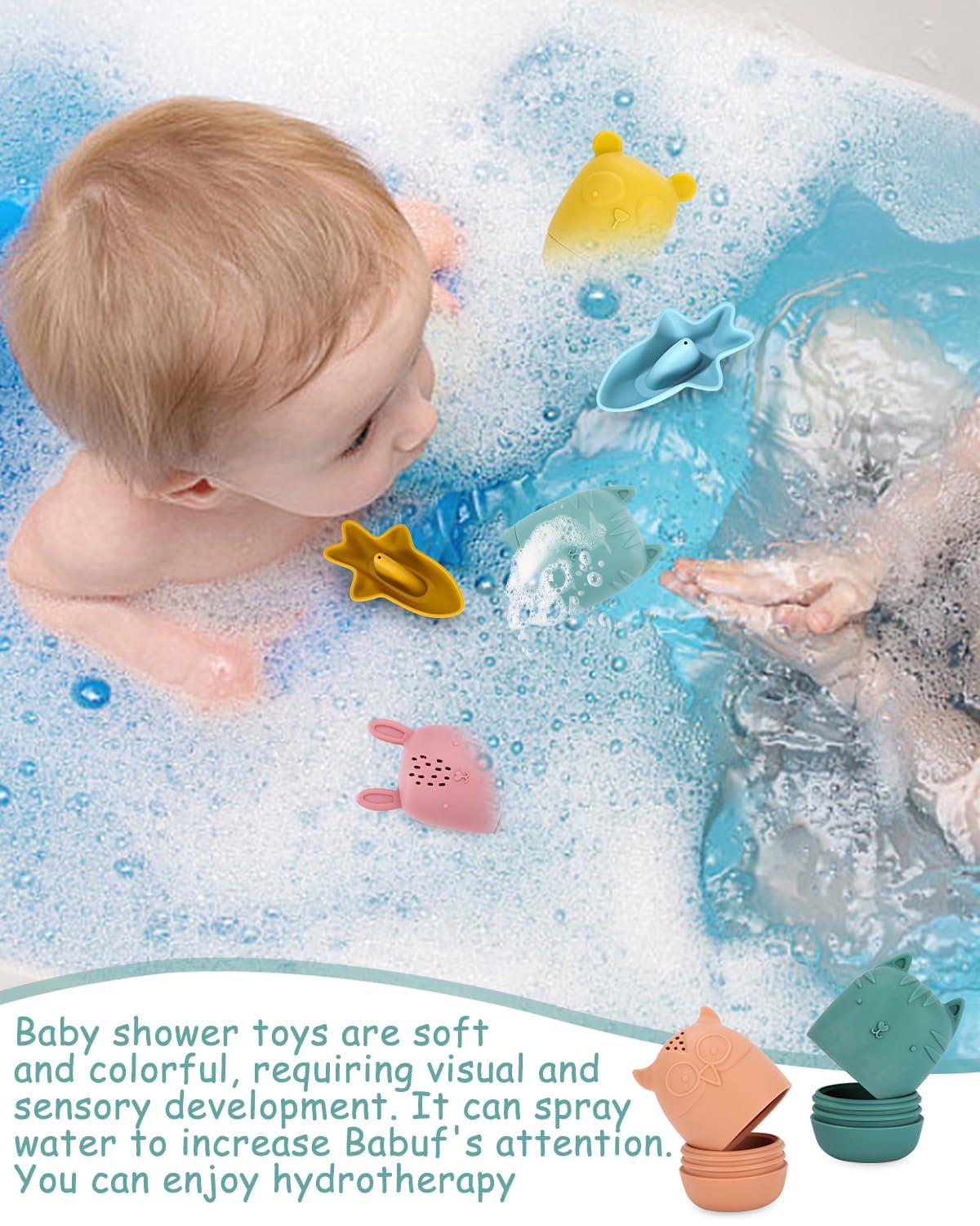 Activity-board Badespielzeug, 7 Stück Silikon-Badetiere, Badespielzeug Baby