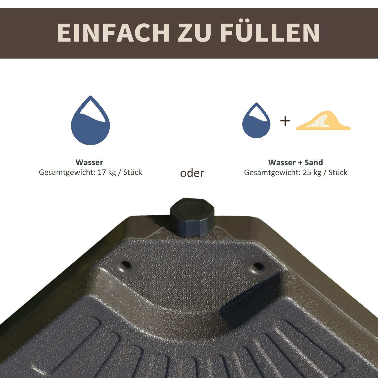 Northio Schirmständer, Befüllbar Mit 17Kg Wasser/25Kg Sand, Hdpe, Kaffee, 100X100X10,5Cm