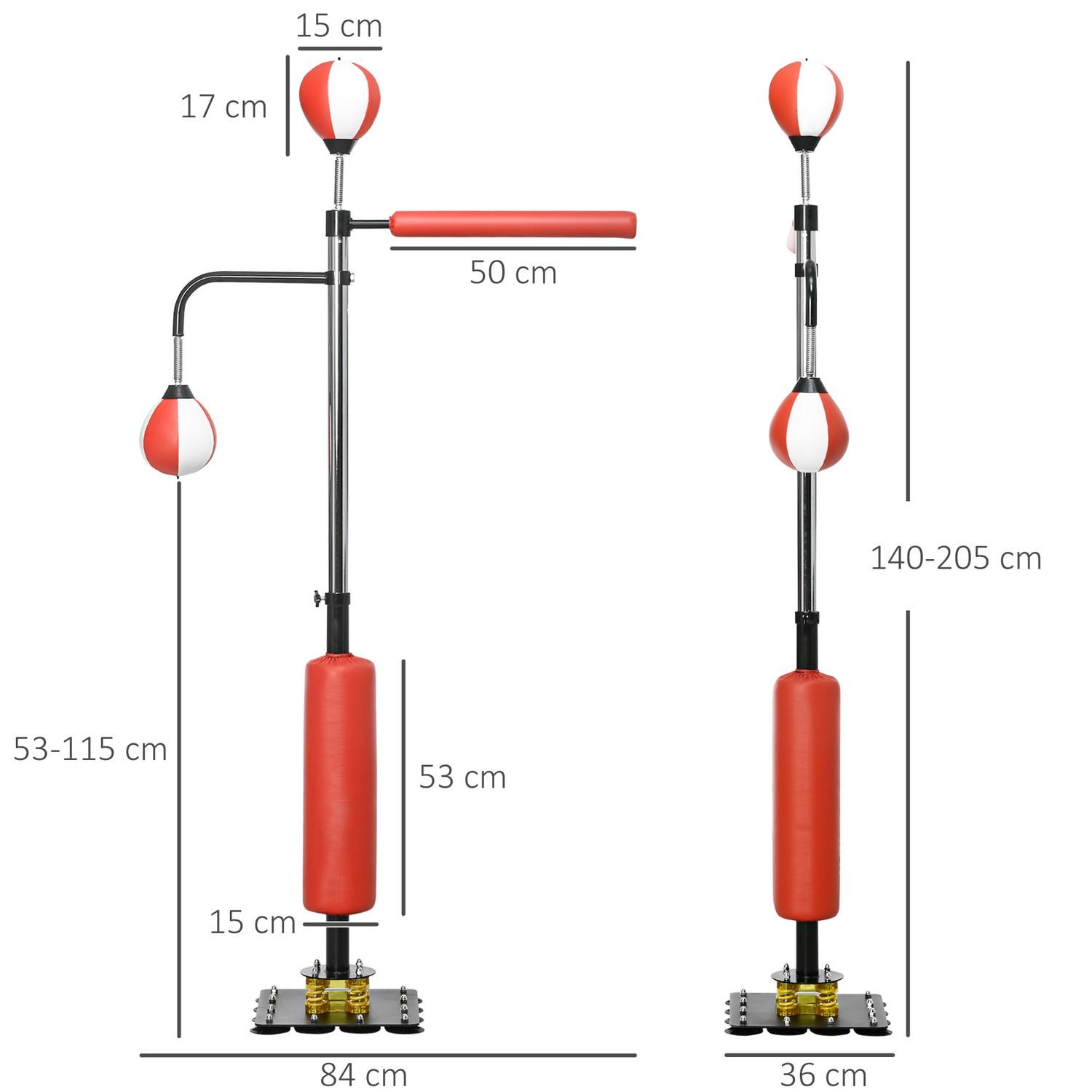 Northio Standbox Freistehender Boxsack 140-205Cm Höhenverstellbarer Standbox-Trainer Mit 2 Speedbällen Reflexstange Saugnapf-Basis Für Erwachsene