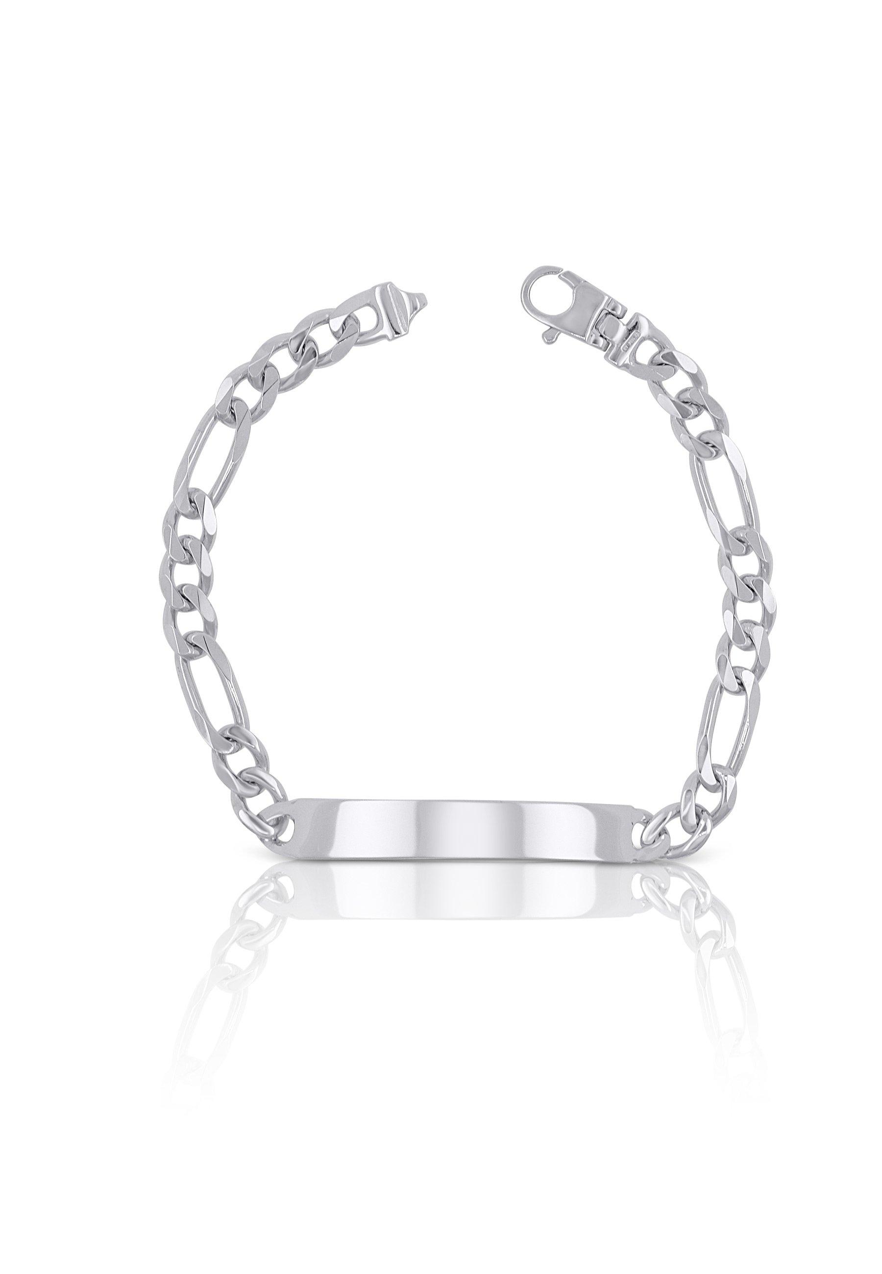 MUAU Schmuck Plaketten-Armband Silber 925 Figaro, 6.3mm, 21cm