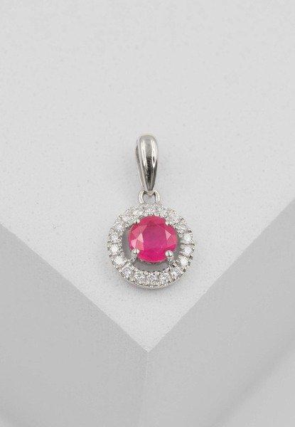 MUAU Schmuck Anhänger Weissgold 750 Rubin 0.35ct. Brillanten 0.07ct.