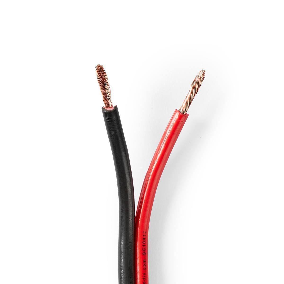 Nedis Lautsprecherkabel | 2x 2,50 mm² | CCA | 25,0 m | Rund | PVC | Rot / Schwarz | Emballage