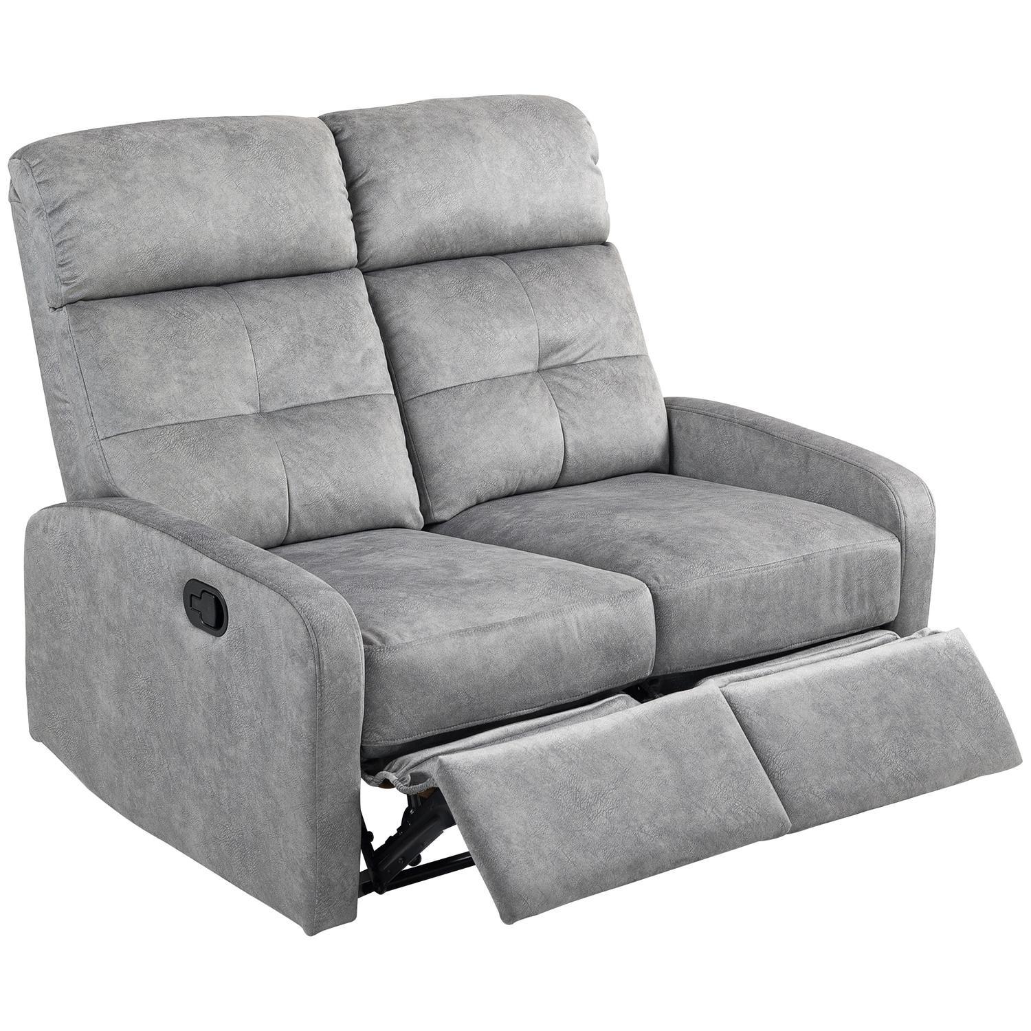 Northio Fernsehsessel Relaxsessel mit Liegefunktion, 2 Sitzer Sofa TV-Sessel mit Taschenfederkern, Zweisitzer Kinosessel mit Fußablage für Wohnzimmer, Schlafzimmer, Grau Aosom