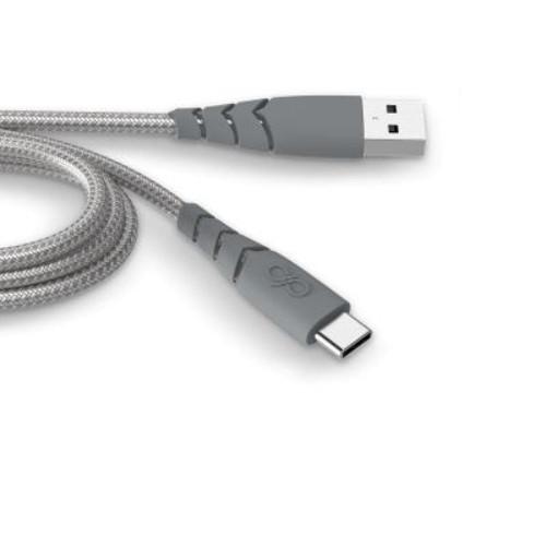 Force Power Kabel verstärkt USB A/USB-C 2m 3A Gris