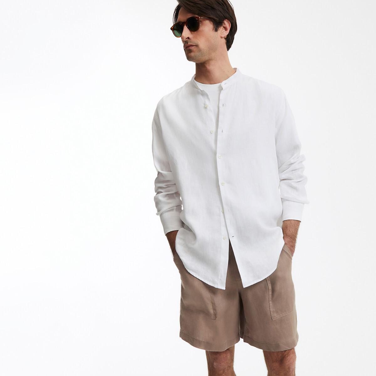 La Redoute Collections Signature Gerades Leinenhemd mit Stehkragen