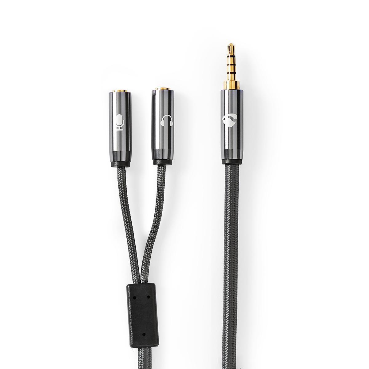Nedis Stereo-Audiokabel | Stecker | Buchse | Vergoldet | Rund | Grau / Grau mit Metall | Pappschachtel mit abgedecktem Fenster