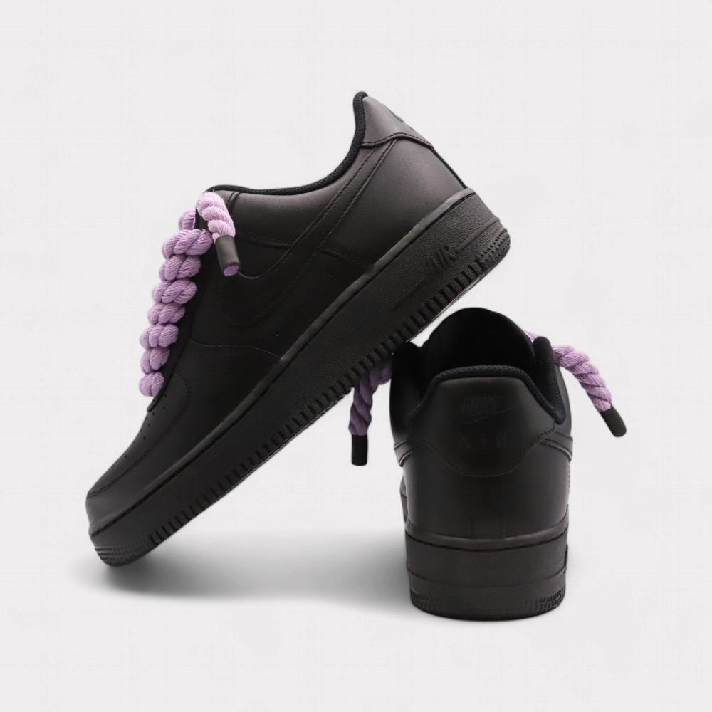 NIKE Air Force 1 Black - Rope Lace Light Violet