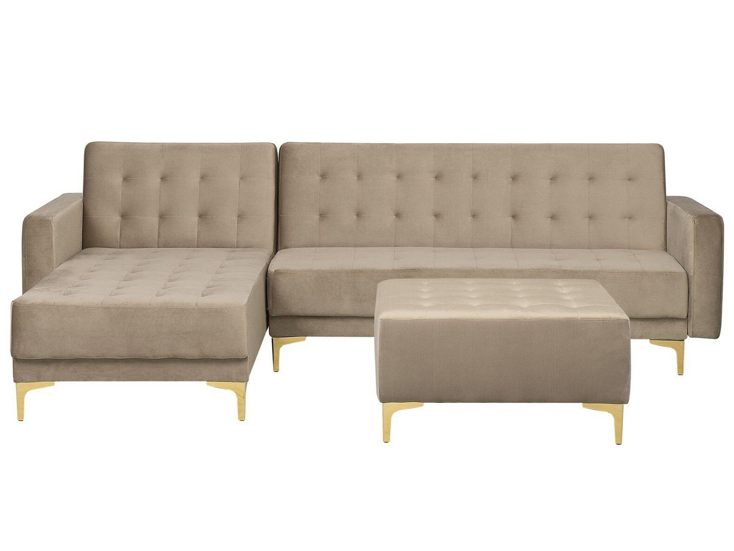 Beliani Ecksofa mit Ottomane aus Samtstoff Modern ABERDEEN