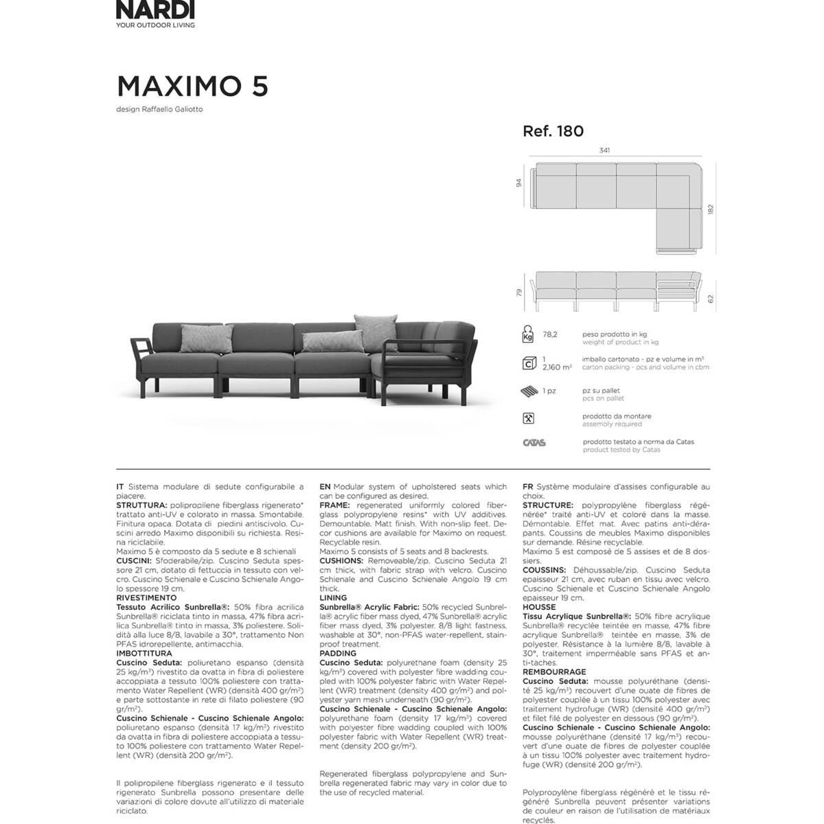 NARDI outdoor Gartenlounge Maximo (5-tlg)