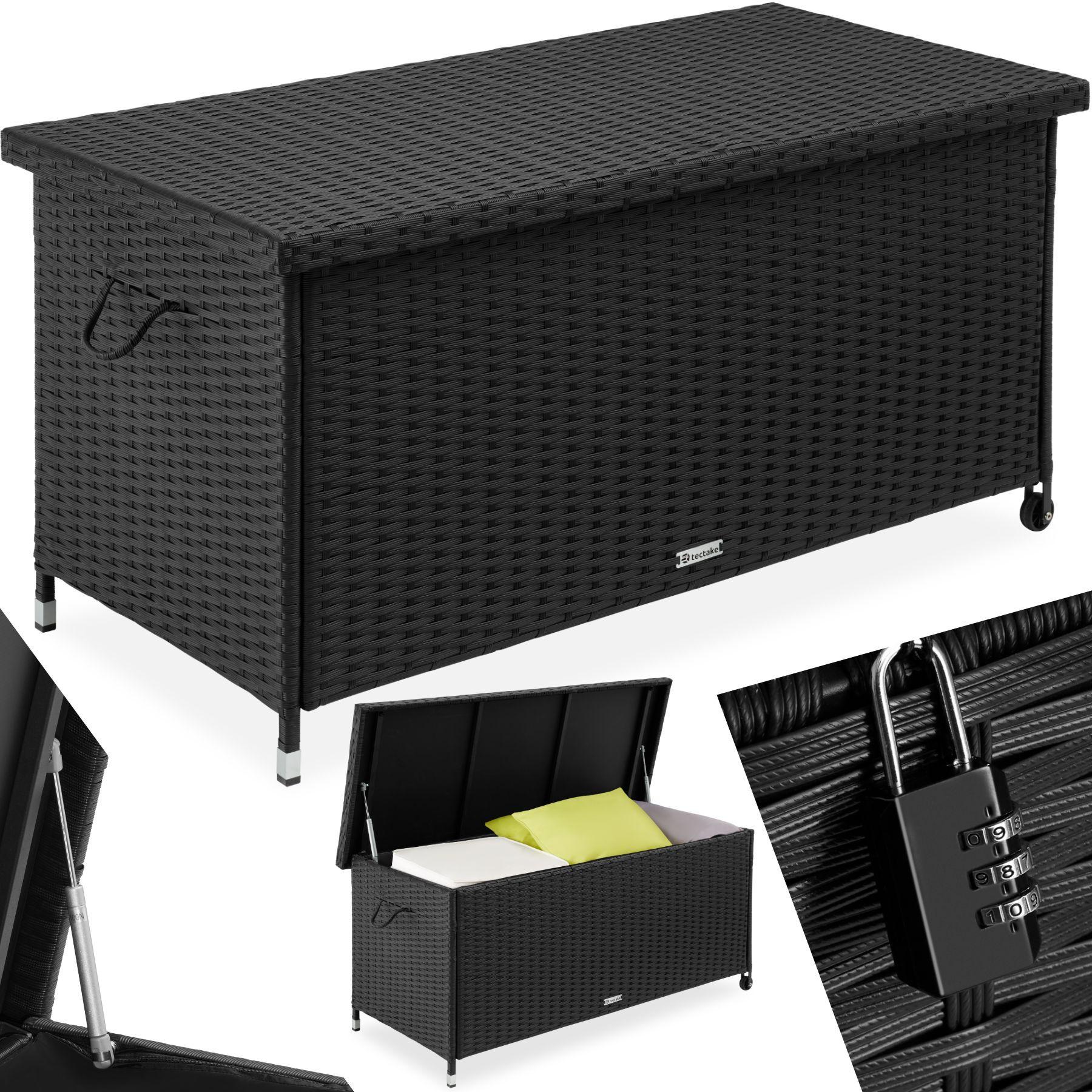 Tectake Auflagenbox Kiruna mit Kunststoffgeflecht