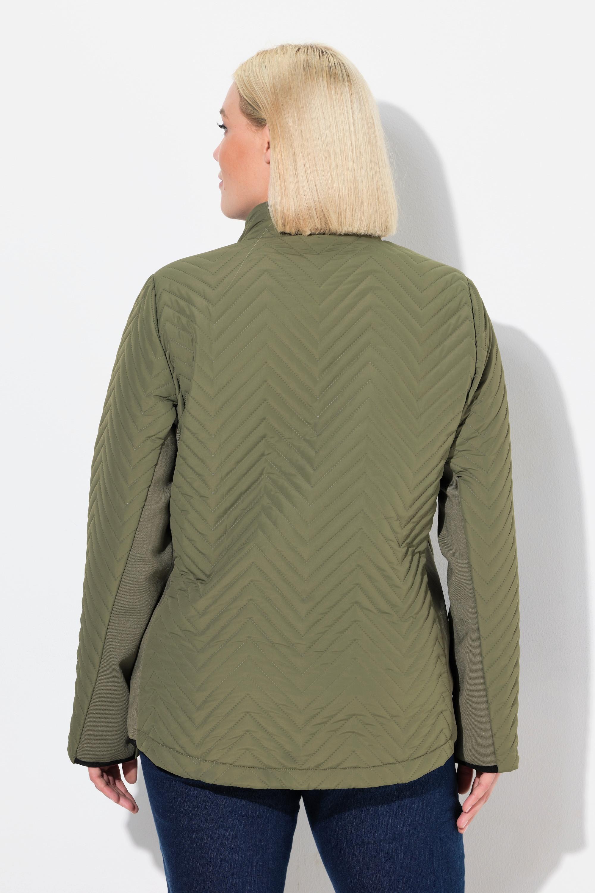 Ulla Popken Steppjacke, Strickeinsätze, Stehkragen, Zipptaschen