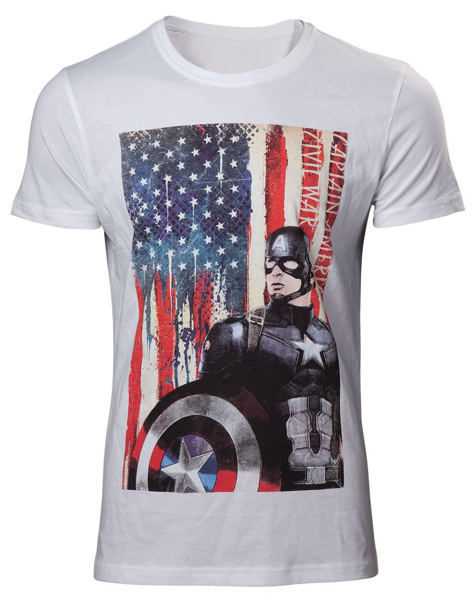 Bioworld Captain America Flag Print T-Shirt